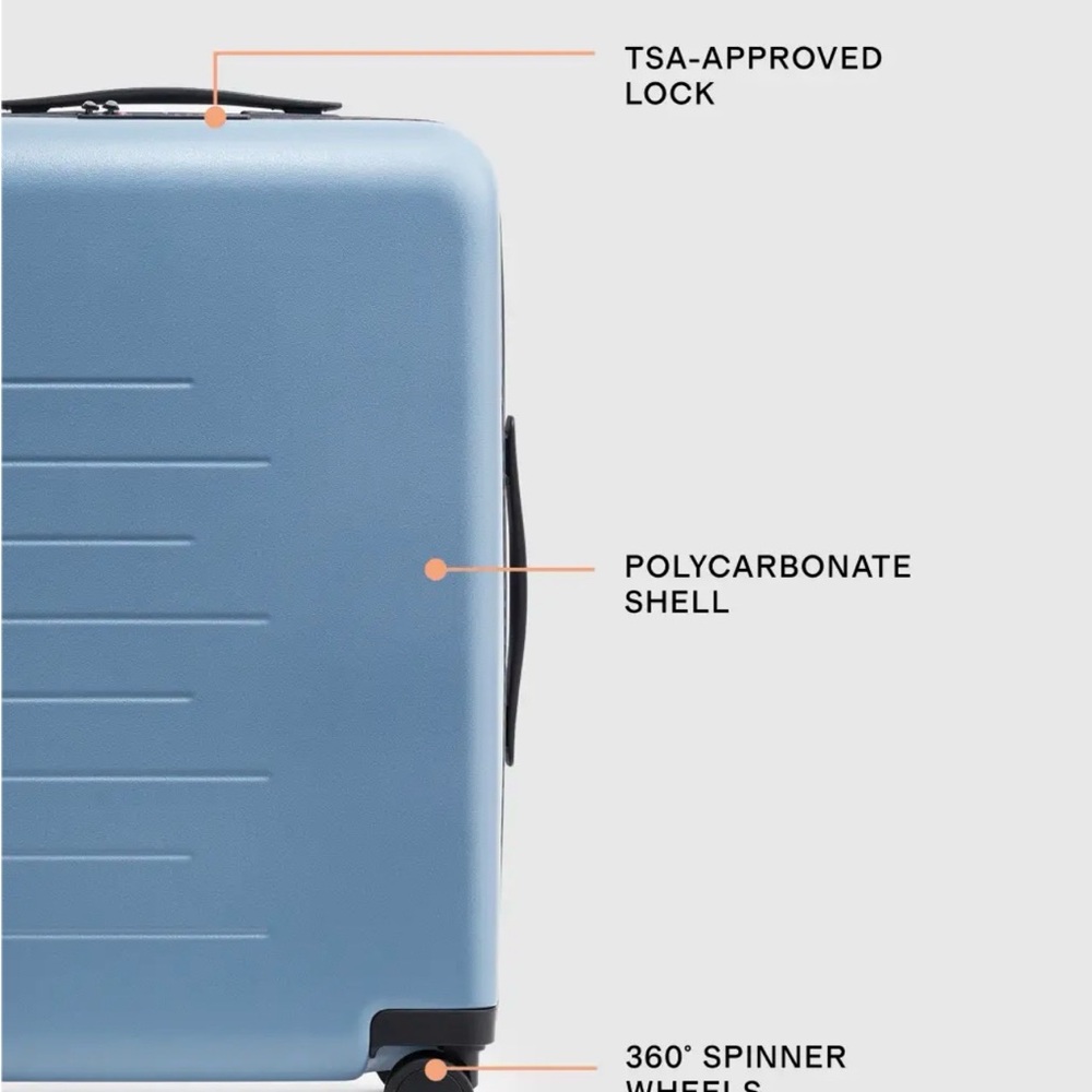 Quince Small Carryon Suitcase in Light Blue (See Photos for dimensions No bundle - Picture 3 of 8